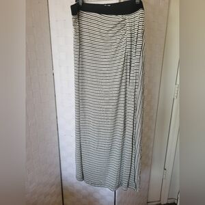 Lou & Grey From LOFT Blue/Black and White Striped Faux Wrap Skirt XL